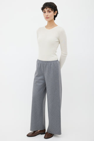 The Row Grey Wool Elasticized Waistband Trouser