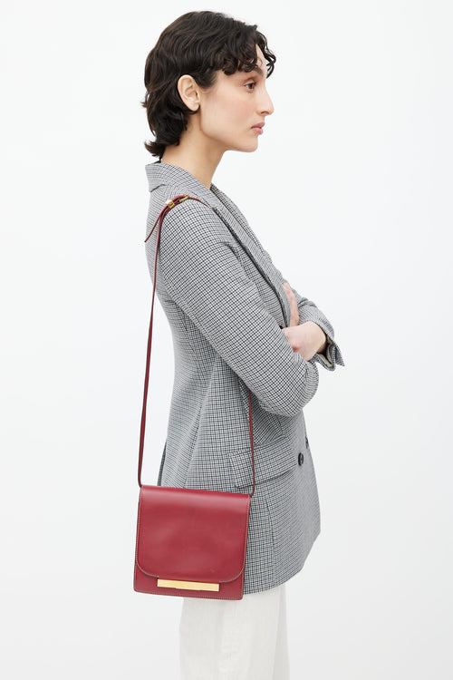 The Row Red Leather Classic Flap Shoulder Bag