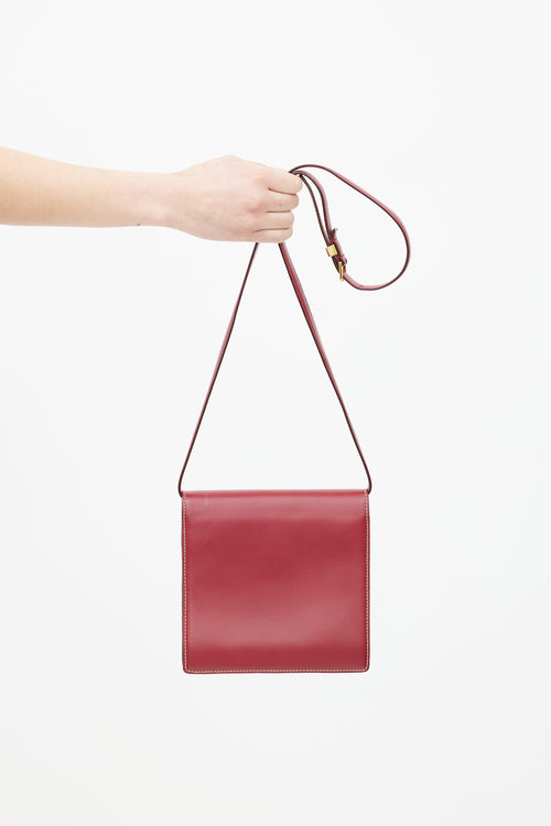 The Row Red Leather Classic Flap Shoulder Bag
