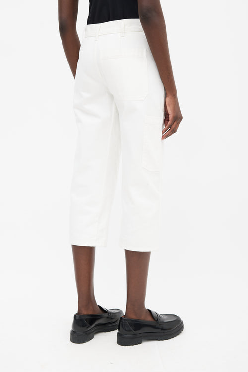 The Row White Cotton Straight Crop Pant