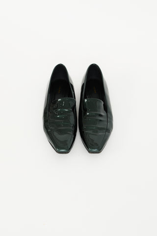 The Row Dark Green Patent Minimal Loafer