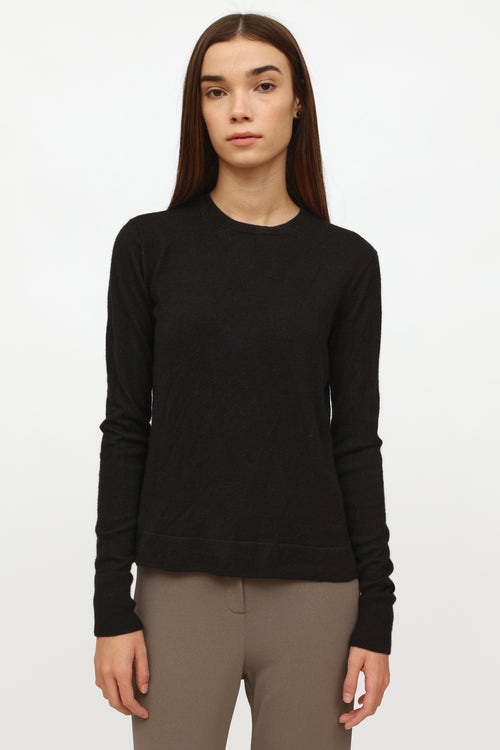 The Row Black Cashmere Silk Crewneck Sweater