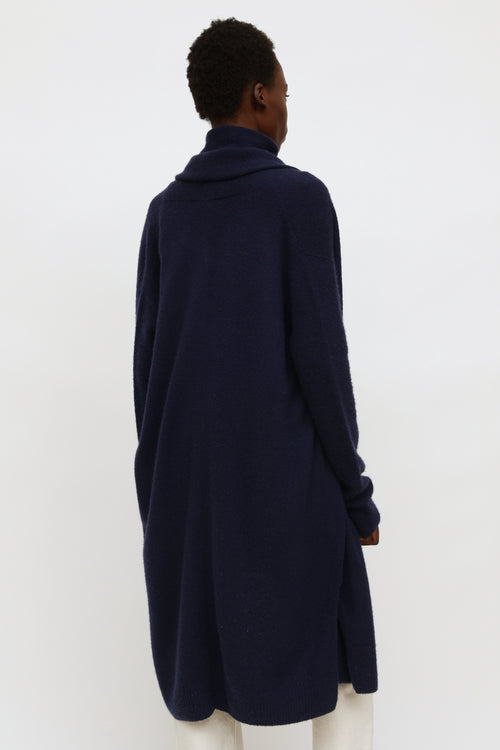 The Row Navy Cashmere Silk Open Cardigan