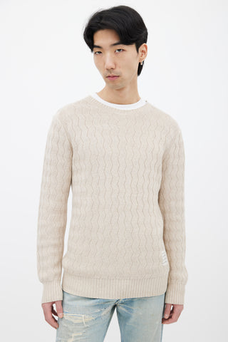 Thom Browne Beige Zig-Zag Knit Sweater