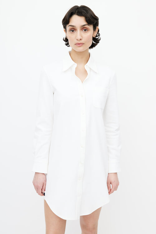 Thom Browne White Pique Cotton Shirt Dress