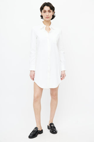 Thom Browne White Pique Cotton Shirt Dress
