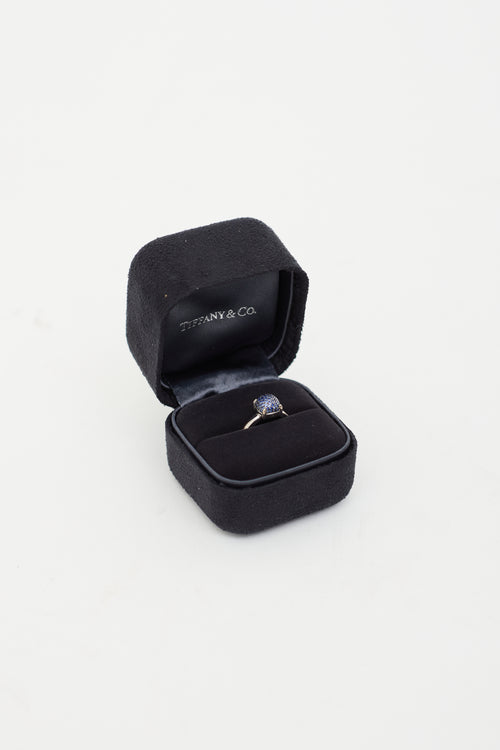 Tiffany & Co. AU750/18K White Gold Sapphire Gemstone Ring