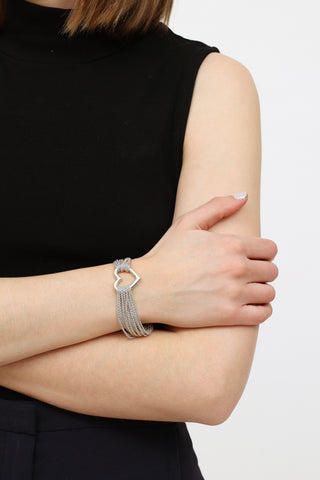 Tiffany & Co. Sterling Silver Open Heart Multi Chain Bracelet