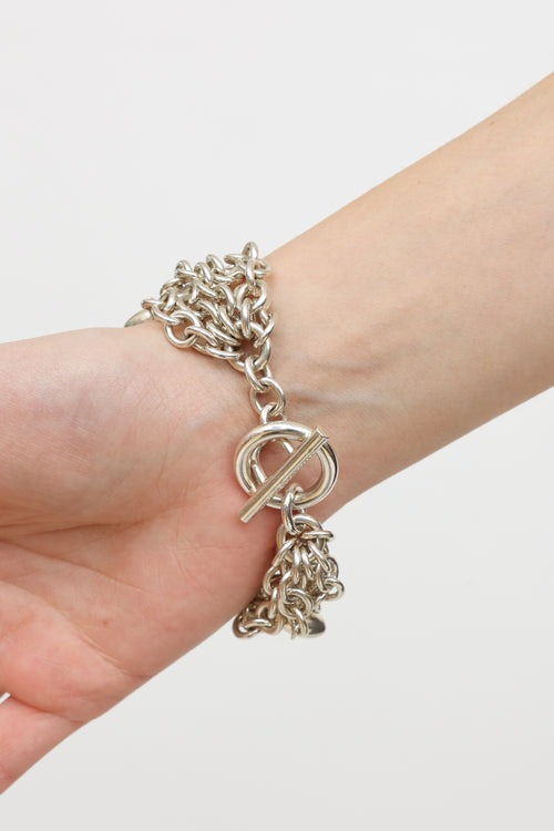 Tiffany & Co. Sterling Silver Puffed Heart Multi Chain Bracelet