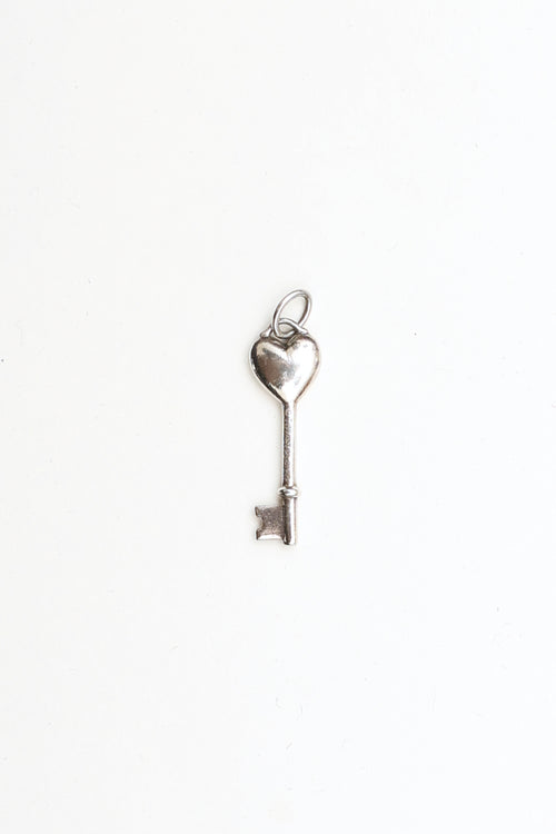 Tiffany & Co. 925 Silver Diamond Heart Key Pendant