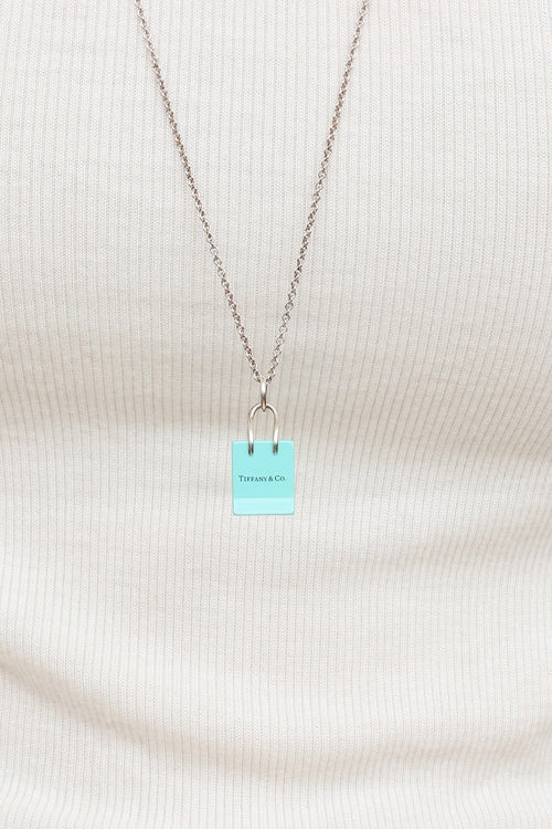 Tiffany & Co. Sterling Silver Shopping Bag Necklace
