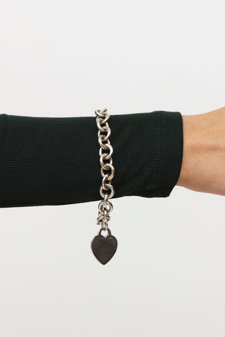 Tiffany & Co. Silver Large Chain Link Heart Tag Bracelet