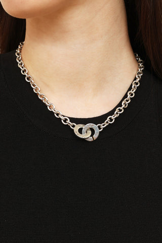 Tiffany & Co. 925 Silver 1837 Interlocking Clasp Circle Necklace