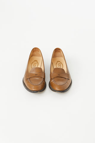 Tod's Brown Almond Toe  Penny Loafer
