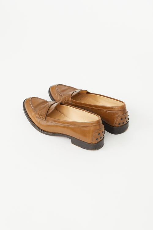 Tod's Brown Almond Toe  Penny Loafer