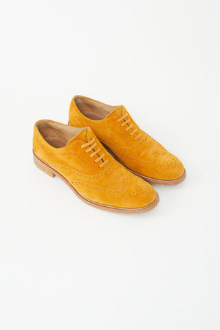 Tod's Yellow Suede Lace Up Brogue