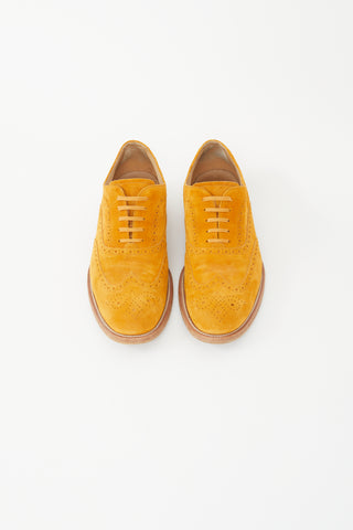 Tod's Yellow Suede Lace Up Brogue