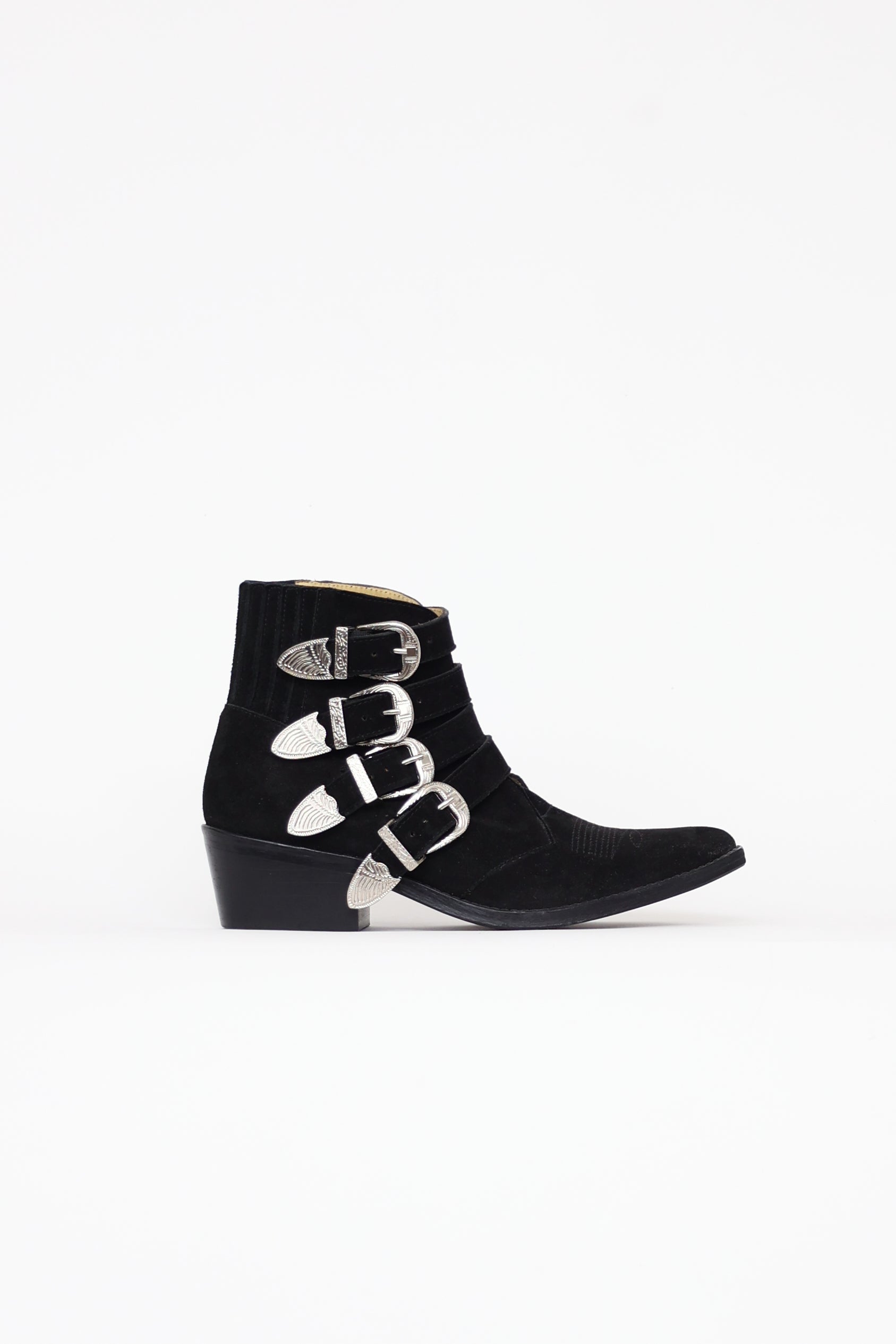 Toga Pulla // Black Suede Buckle Boots – VSP Consignment