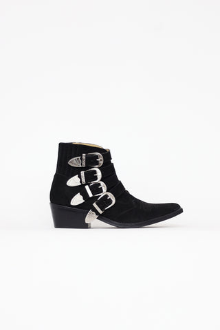 Toga Pulla Black Suede Buckle Boots