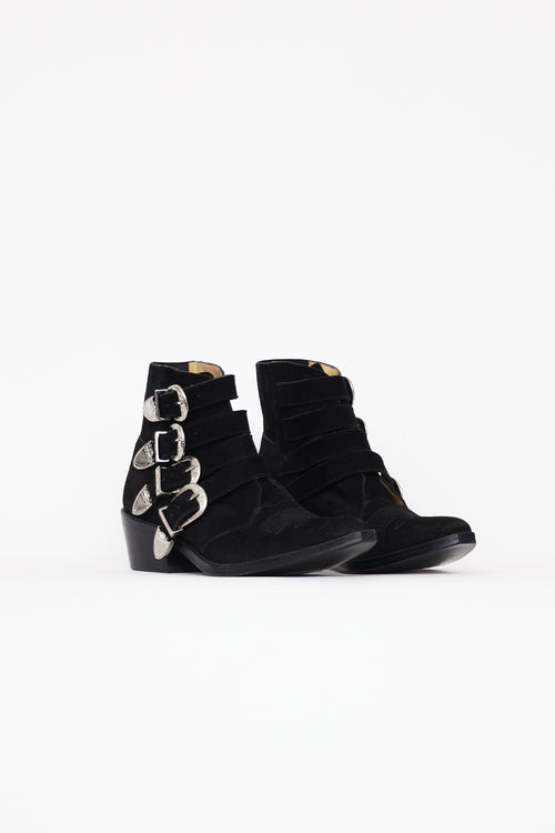 Toga Pulla Black Suede Buckle Boots