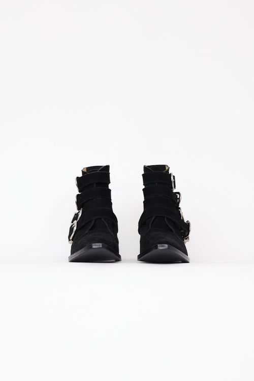 Toga Pulla Black Suede Buckle Boots