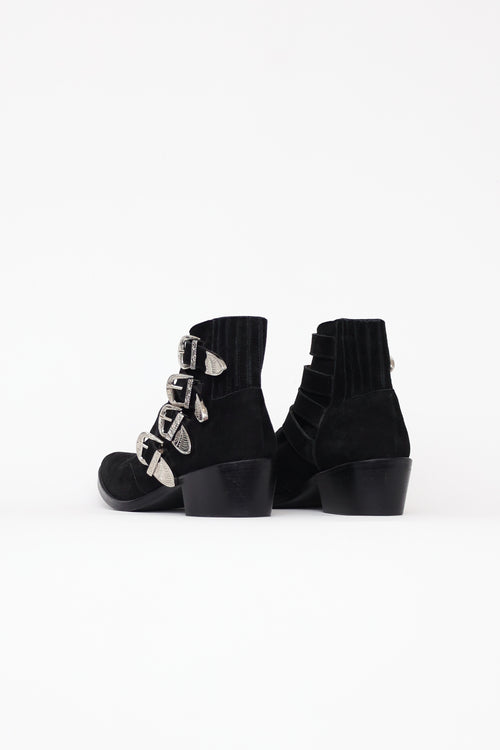 Toga Pulla Black Suede Buckle Boots