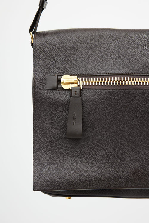 Tom Ford Dark Brown Leather Shoulder Bag