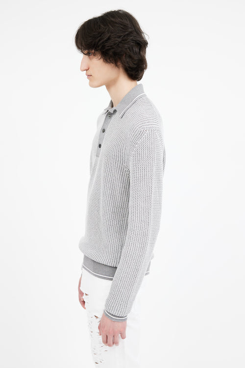 Tom Ford Grey & White Silk Blend Sweater