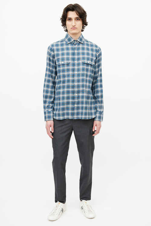 Tom Ford Blue & White Check Shirt