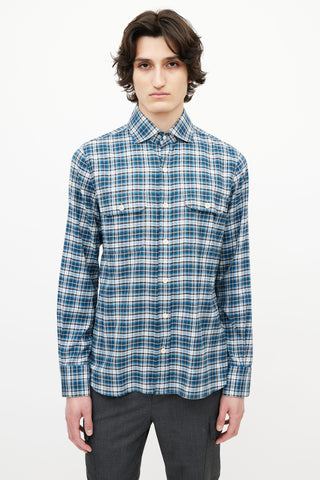 Tom Ford Blue & White Check Shirt