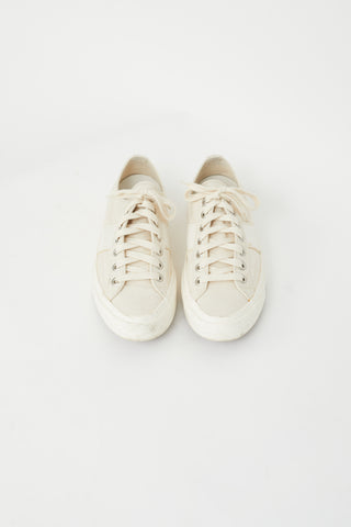 Tom Ford Cream Canvas & Leather Low Sneaker