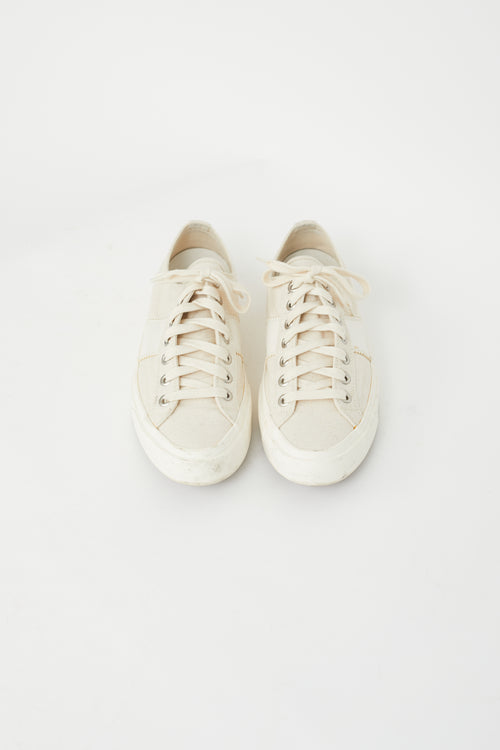 Tom Ford Cream Canvas & Leather Low Sneaker