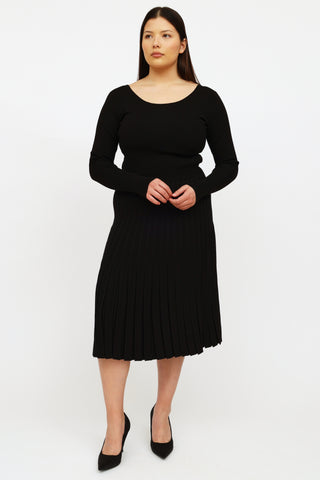 Tory Burch Black Pleated Knit Dress