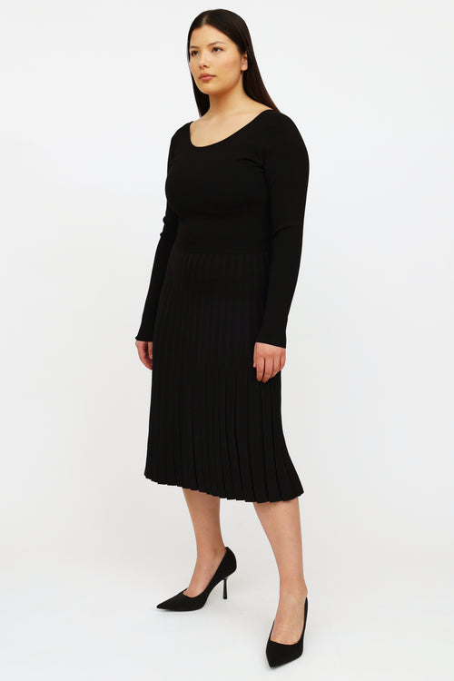 Tory Burch Black Pleated Knit Dress