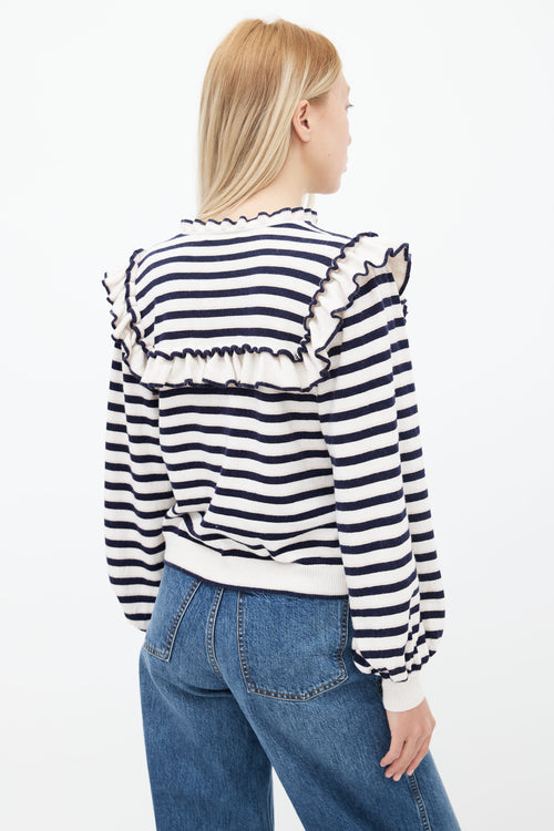 Ulla Johnson Navy & White Stripe Ruffle Sweater