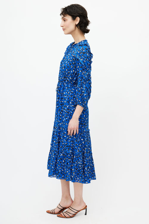 Ulla Johnson Blue & Multicolour Floral Ruffled Dress
