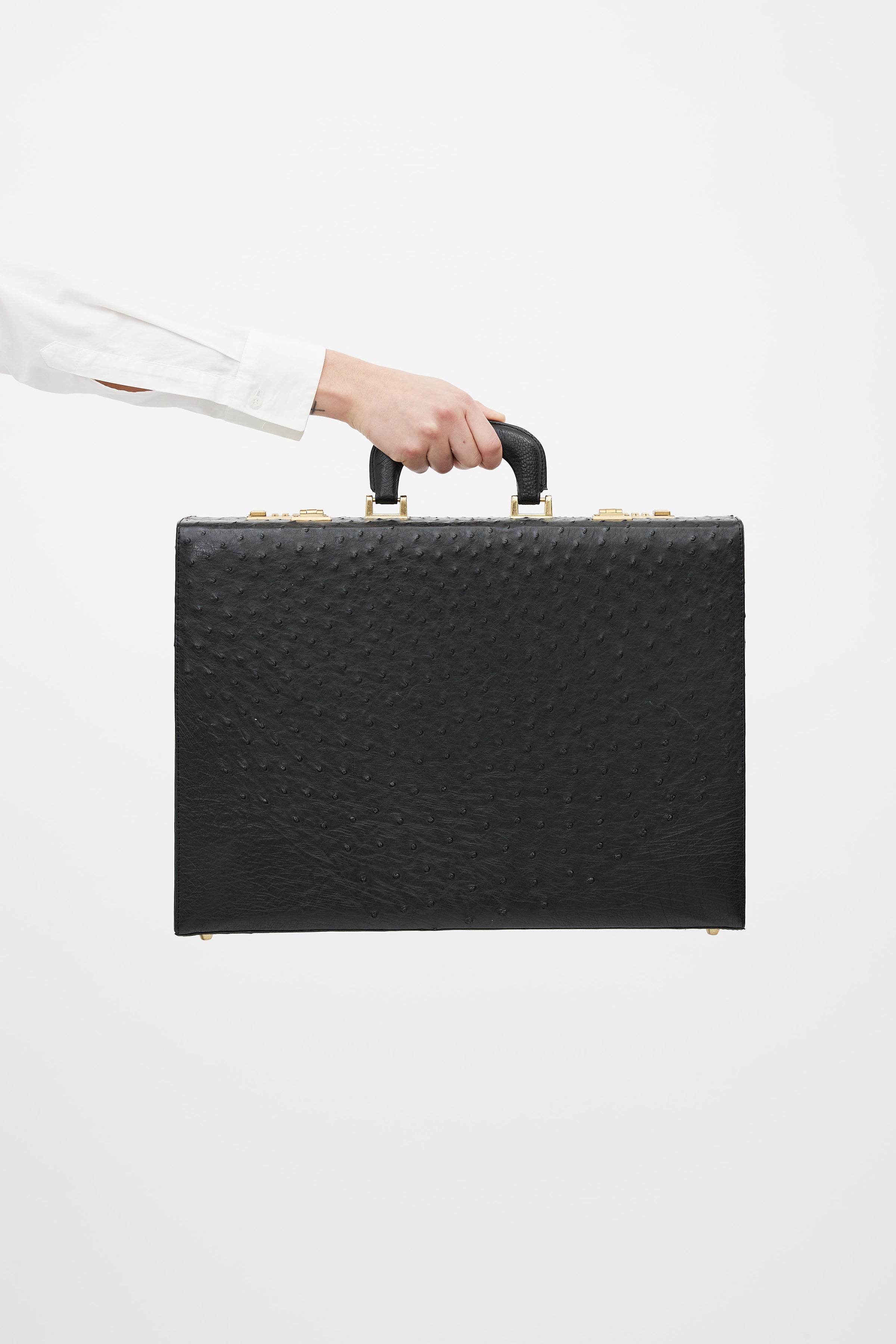 VSP Archive // Black Textured Leather Briefcase – VSP Consignment