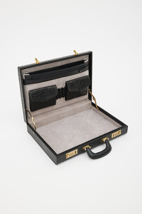 VSP Archive Black Textured Leather Briefcase