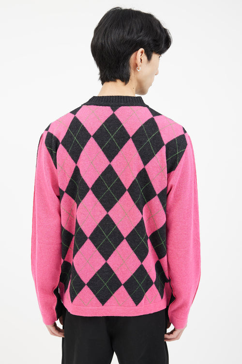 VSP Archive Dark Grey & Pink Argyle Pattern Sweater