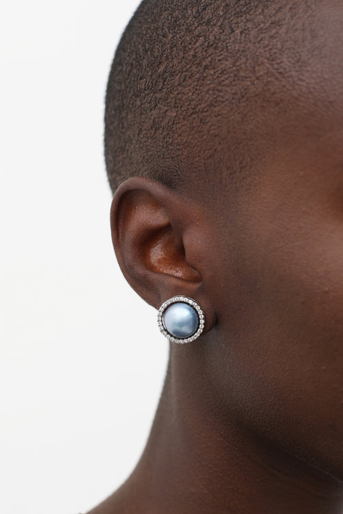 Fine Jewelry Mabe Pearl Diamond Earrings
