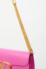 Valentino Pink Leather Locò V Logo Shoulder Bag