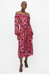 Valentino Red Bandana Print Pleated Dress VSP Consignment