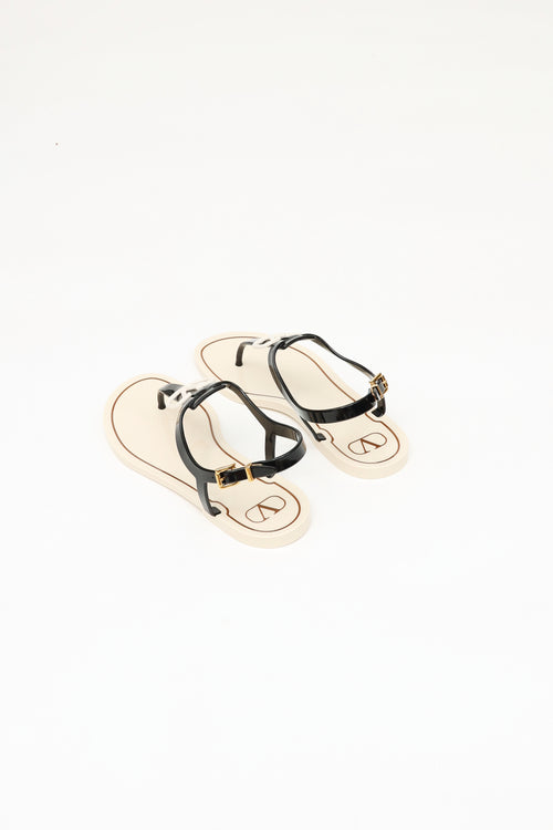 Valentino Black & Cream PVC Thong Sandal
