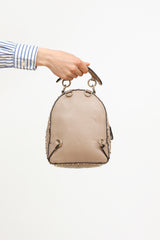 Valentino Taupe Leather Rockstud Mini Backpack