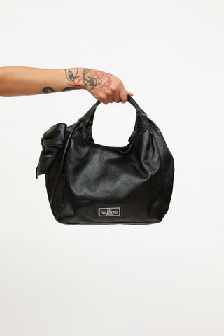 Valentino Black Grained Leather Shoulder Bag