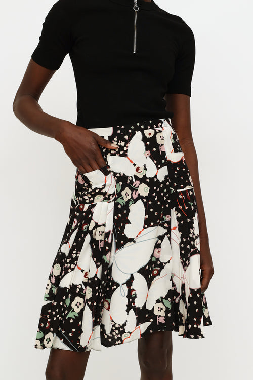 Valentino Black & White Printed Skirt