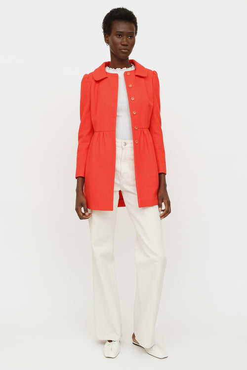 Red Valentino Pleat Snap Button Coat