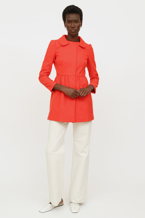 Red Valentino Pleat Snap Button Coat