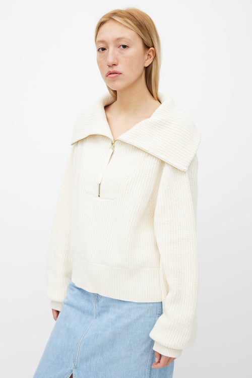 Varley Cream Half-Zip Knit Mentone Sweater