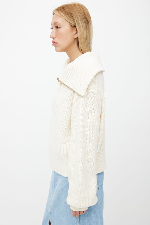 Varley Cream Half-Zip Knit Mentone Sweater